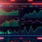 AICoin platform interface featuring real-time crypto market charts and security features, emphasizing data monitoring and trading tools for investors.