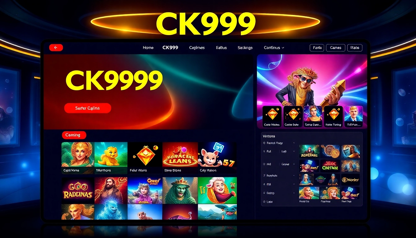 CK999 online casino platform with vibrant graphics, showcasing betting options and live dealer games for engaging user experience.