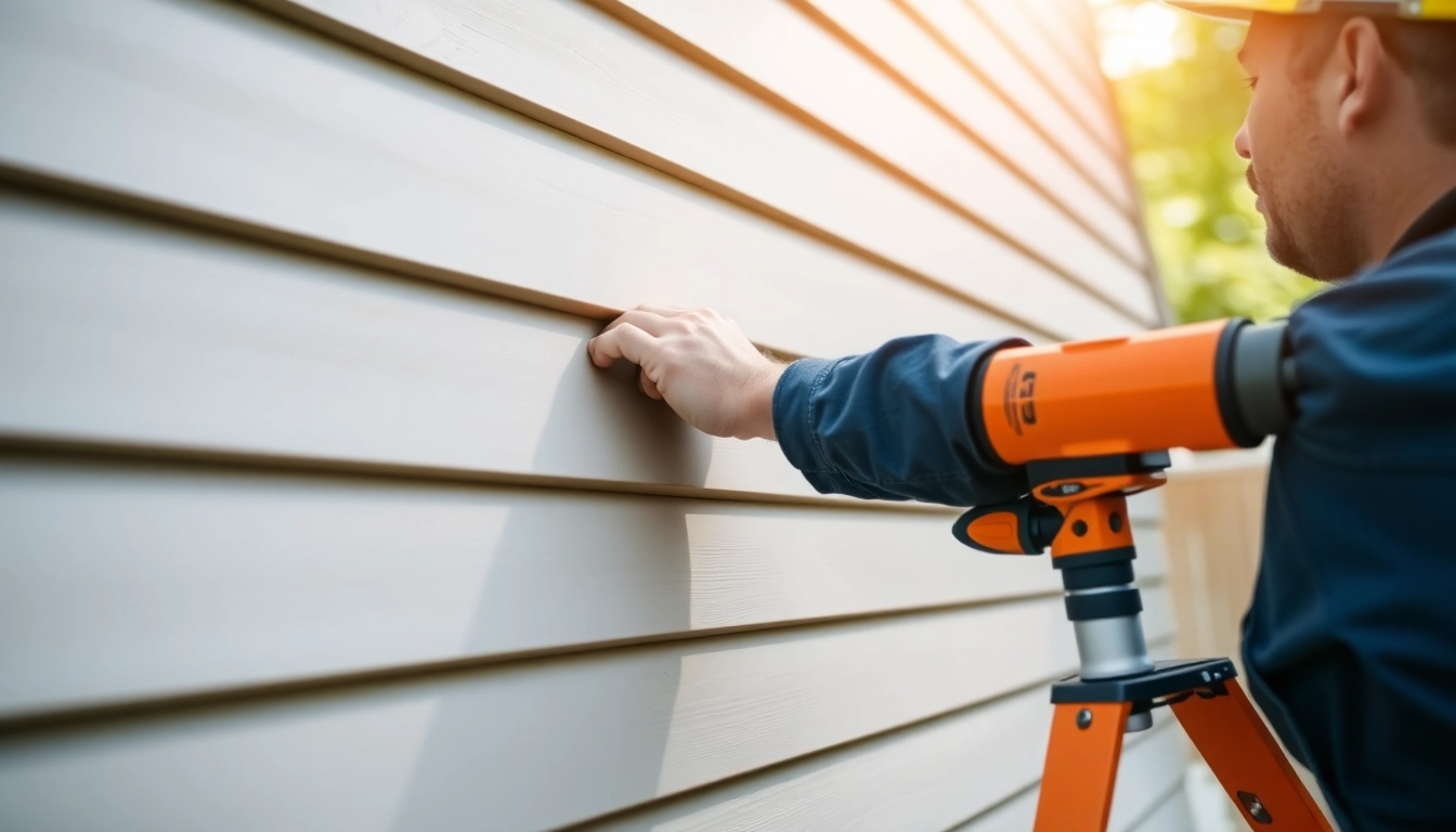 Siding contractor expertly installing vinyl siding on a house for quality exterior upgrade