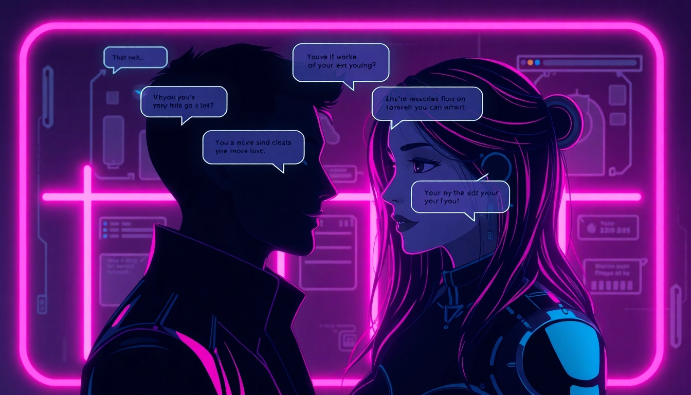 Unfiltered nsfw ai chat interface with realistic digital avatars engaging in spicy conversation, highlighting privacy and intimacy features, for adult users seeking open AI relationships.