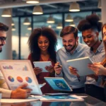 Team analyzing digital marketing strategies for business growth using IIII insights in a
